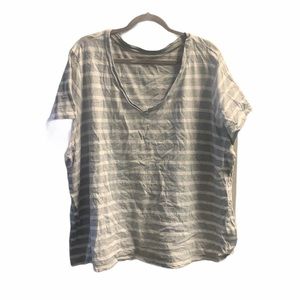 Faded Glory Gray striped V-Neck T-Shirt